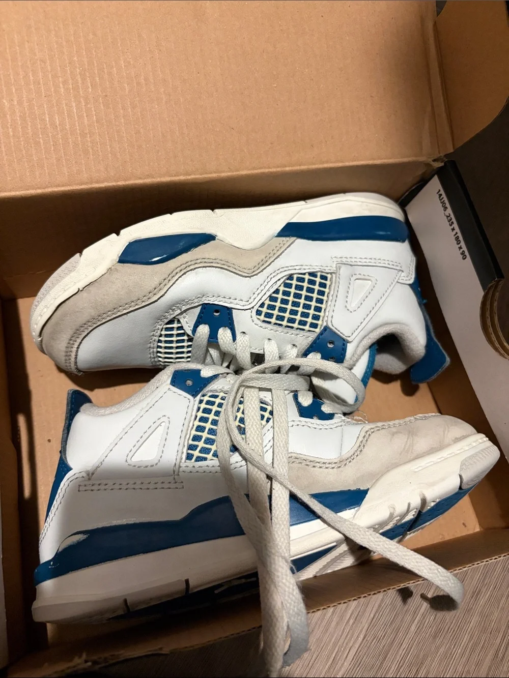 Kids White and Blue Athletic Sneakers